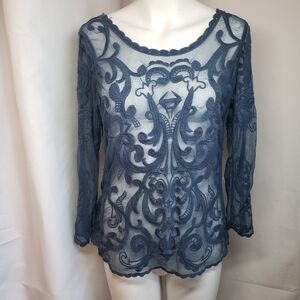 Express Pale Blue Embroyed blouse